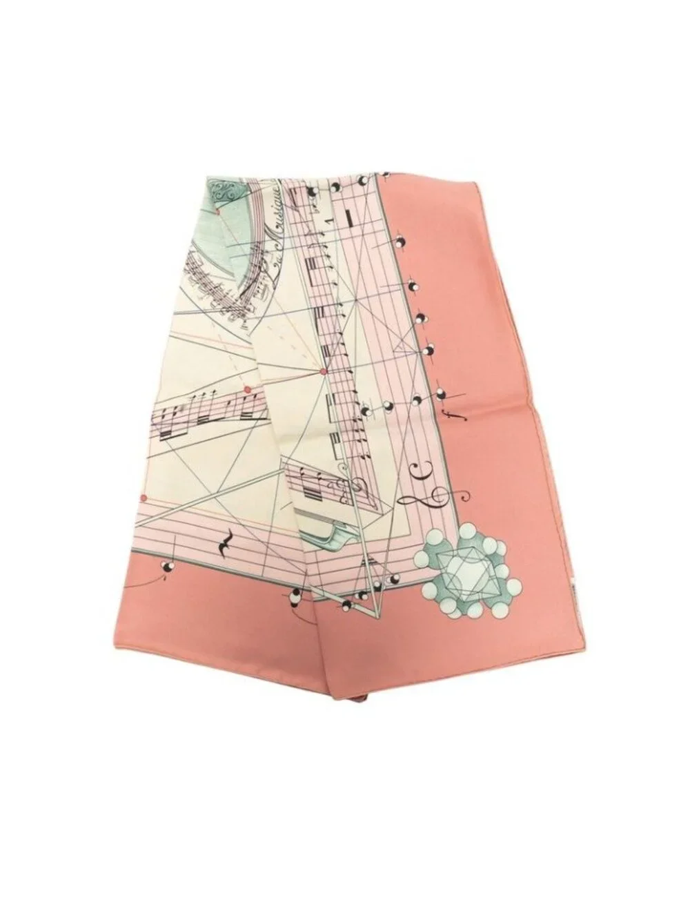 Hermes Carre 90 la Musique Des Spheres Music Played by Scarf Pink Multicolor